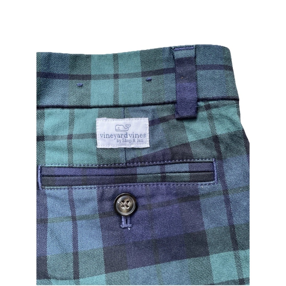 Vineyard Vines Girls Plaid Pants Size 10 Blue Green Tartan Stretch Cotton Preppy - Picture 8 of 8